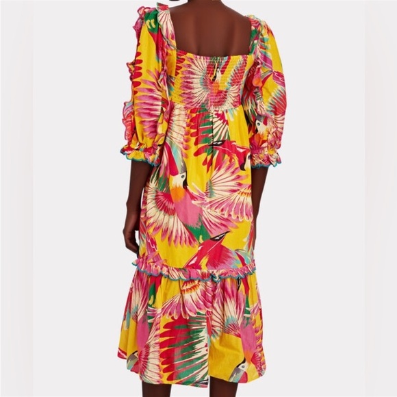FARM Rio Colorful Toucans Scalloped Midi Dress - Picture 3 of 15